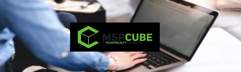 MSPCube logo on laptop background